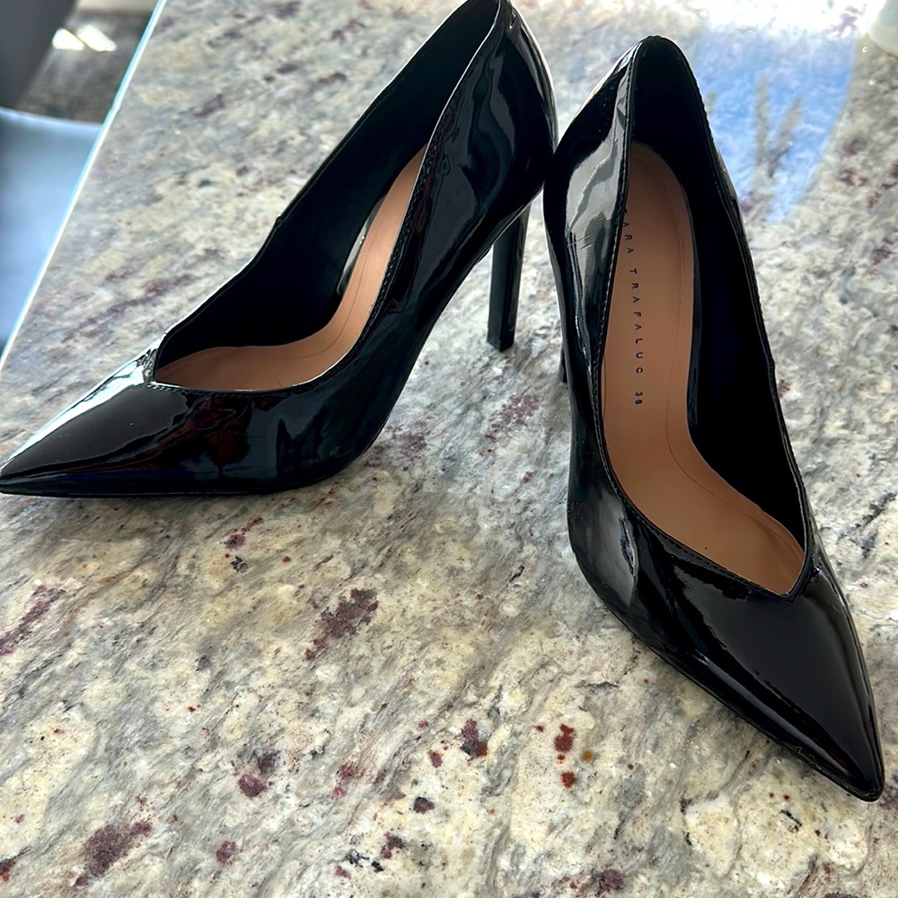 Zara Glossy Black Heels